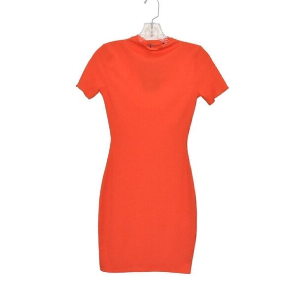 Pretty Little Thing Short Sleeve Bodycon Orange Mini Dress UK 6/ US 2 - Picture 1 of 10